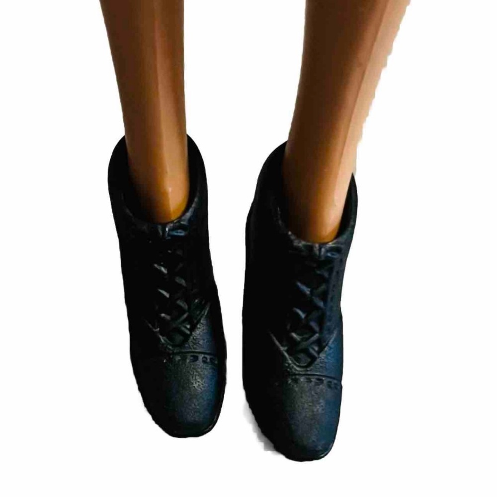 Vintage Fashion Doll Ankle Boots Fits Barbie & Chunky High Heel Black 1990s
